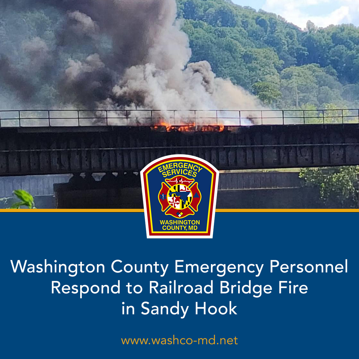 Washington County Emergency Personnel Responds to Railroad Bridge Fire ...